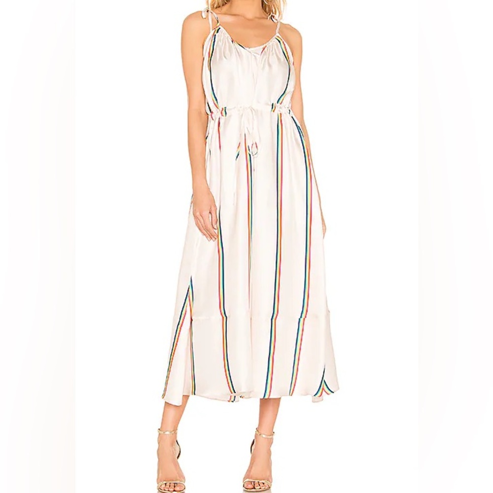 Paper London Natalia Rainbow Dress in Tropical Silk Twill